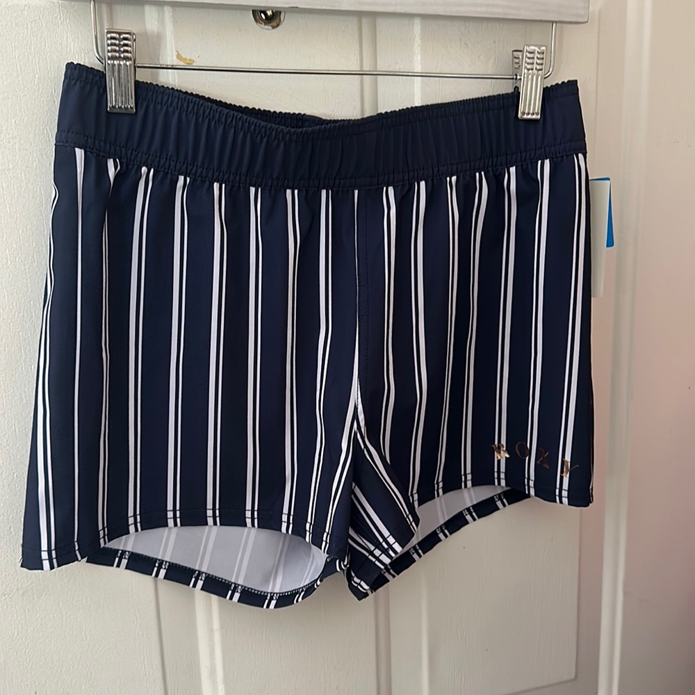 Roxy Girls’ Same Time 2” Board Shorts: BLUE/WHITE STRIPES:NEW WITH TAGS: XL (14)